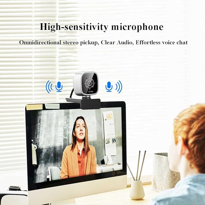 GIZNXBA 2k Streaming Webcam Auto Focus Noise-Canceling Microphone Adjustable Field of View PC Webcam for Creators Streamers Podcasters Meetings Video Calls