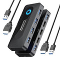 KVM Switch RSHTECH USB Switch with 4K@60Hz HDMI and 4 USB-3.0 Ports for 2 Computers Share Keyboard Mouse Printer and one HD Monitor with 2 USB-A Cables and 2 HDMI Cables