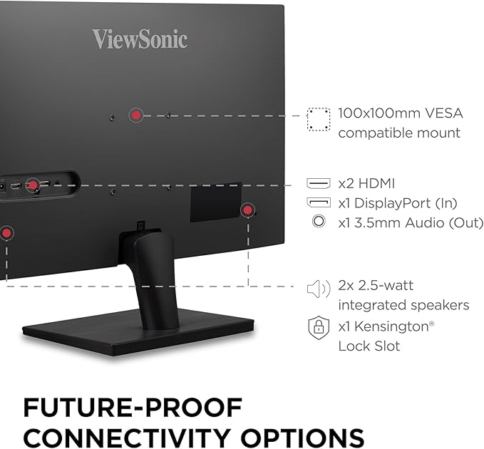 ViewSonic VS2725-2K 27 Inch QHD 1440p Monitor with 100Hz HDMI DisplayPort and Variable Refresh Rate for Home and Office