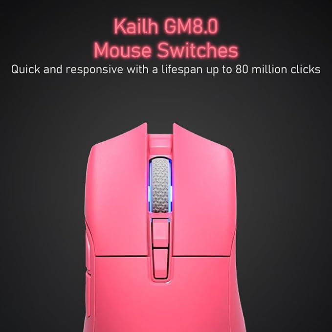 iRocks M31R Wireless Gaming Mouse Triple Mode 2.4G/ Bluetooth/USB-C Detachable Cable Gaming Mouse Kailh GM8.0 Mouse Switches Advanced PixArt PAW3395 Optical Sensor Up to 26000 DPI - Pink