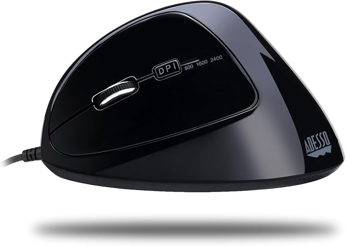 Adesso Imouse E7 - Ergonomic Mouse for Left Hand with Cable Programmable Functions and Adjustable Weight Black