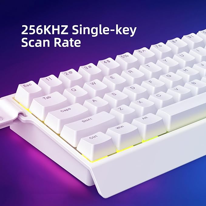 Mer68 SE Wired 68 Keys Magnetic Switch Mechanical Keyboard 8KHZ Polling Rate/Latency As 0.125MS/64KHZ All Keys Scan Rate/ARGB Hot Swappable Gaming Keyboard(White)