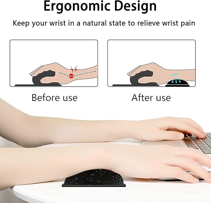 Large Mouse Pad Extended Office Desk Pad 31.5x11.8in Ergonomic Memory Foam Mouse Wrist Rest Support for Home Office Computer Writing Pad Cute Funy Sun Moon Star Pattern XXL Black Gaming Mouse Mat