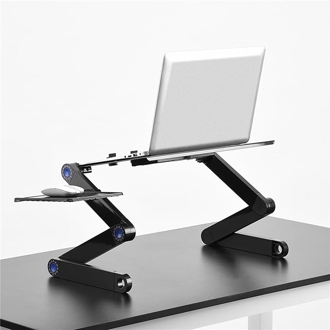 Tbest Cuter Aries and Parts 60° Foldle Laptop Desk Tle Stand Holder W Coolin Fan Ouse BOAD Cuter Plies (Black)