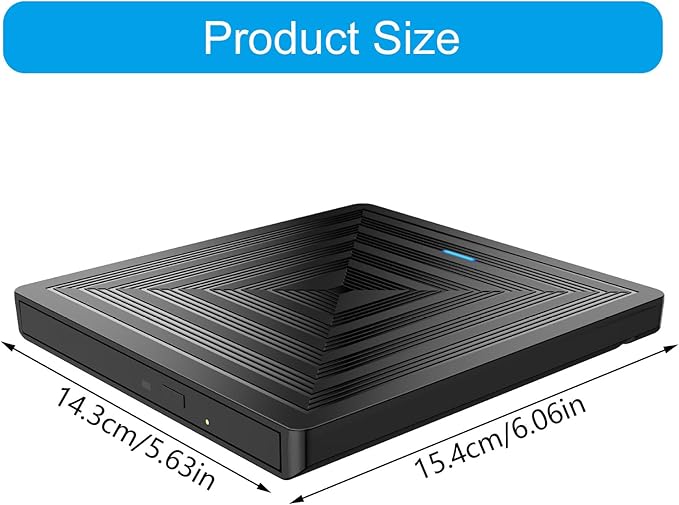 Portable USB3.0 External DVDs RWs Drive Fast Speed Burners for Laptop Desktop PC with Shockproof Design Travel Friendly External DVDs Burners