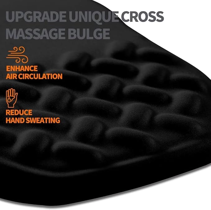 3-in-1 Ergonomic Mouse Pad Set with Keyboard Wrist Rest Support &amp Cable Organizer – Memory Foam for Carpal Tunnel &amp Pain Relief Non-Slip Base – Ideal for Office &amp Gaming – Gift Box – Blac