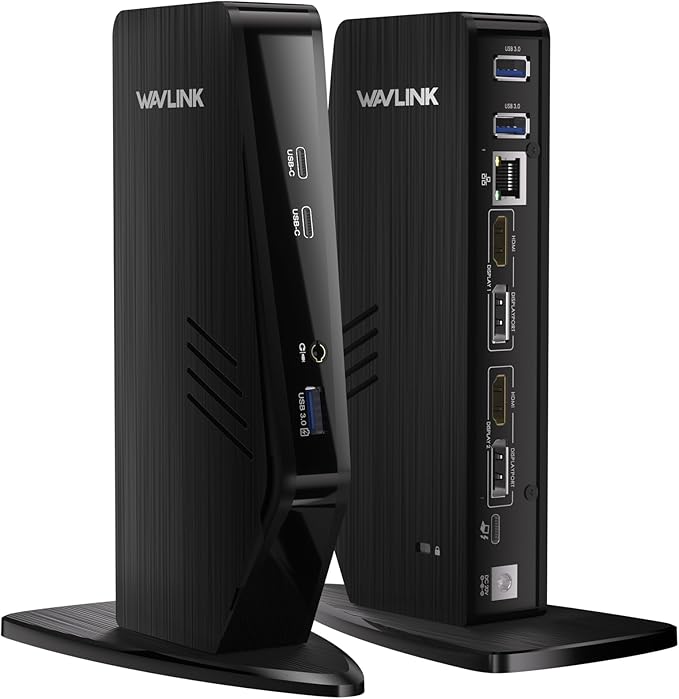 WAVLINK USB C Docking Station Dual Monitor Dual 5K/4K@60Hz Displaylink Docking Station for M1/M2/M3/M4 Mac or Windows 13-in-1 Laptop Dock with 2X HDMI 2X DP 130WPD Gigabit Ethernet 5X USB Audio