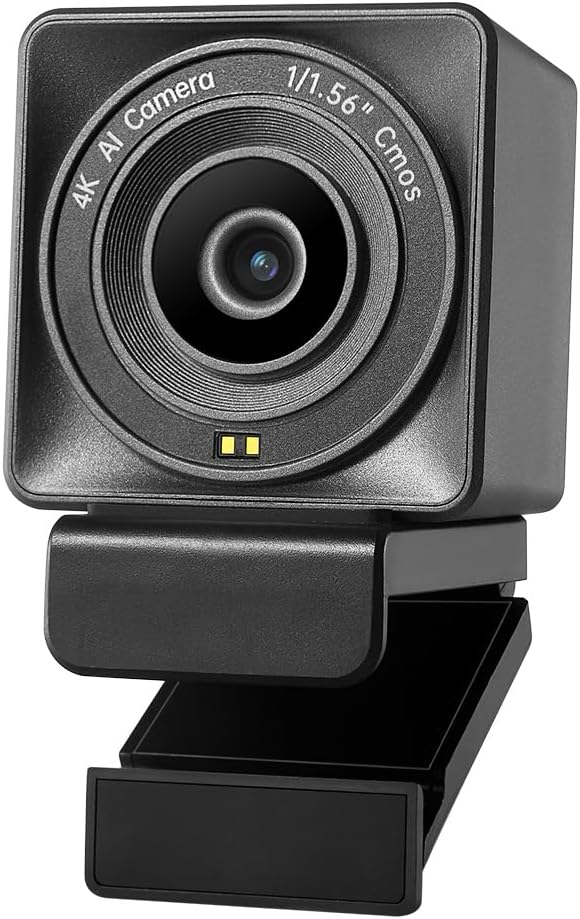 VM50 4K Webcam for PC 1/1.56 Sensor Ultra Low Light&ampCorrection4K30&amp1080P60AI Framing AutofocusBeauty ModeGesture Control 4X ZoomWDRNo Mic for StreamingMeetingGamingOBS DSLR style con