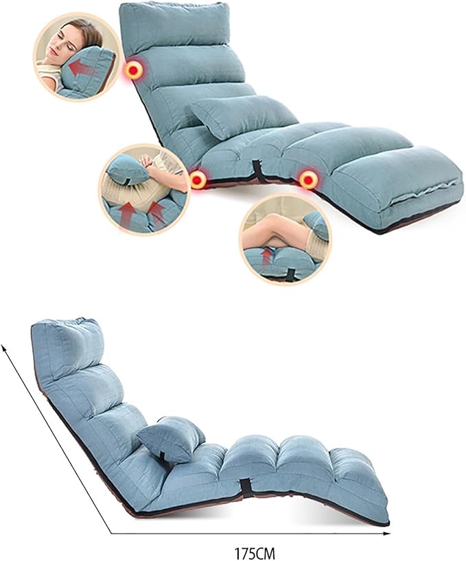 NaKeah Large Floor Chair for Adults Sofa Recliner Chairs Head Back Foot Adjustable Living Room Lounge Chair for Gaming Reading Meditating with PillowF