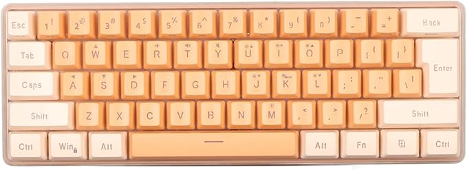 GOTOTOP 60% Wired Gaming Keyboard RGB Mini Keyboard with 6 Backlight Effects Compact 61 Keys Keyboard for 11 10 8 7 Vista USB Wired Plug and Play (Yellow Orange)