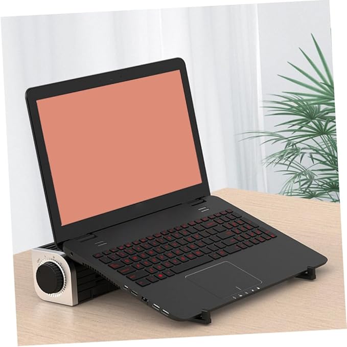 Tofficu USB Laptop Cooler with Adjustable Cooling Fan and Rear Holder Portable Notebook Radiator Stand for Efficient Heat Dissipation Black