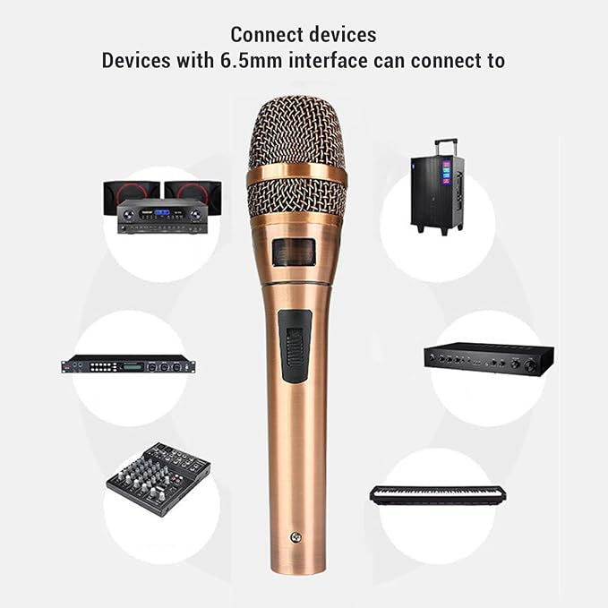 Dynamic Microphone for Singing: Wired Cardioid Mic with Moving Coil Ideal for Home Ktv and Stage Use