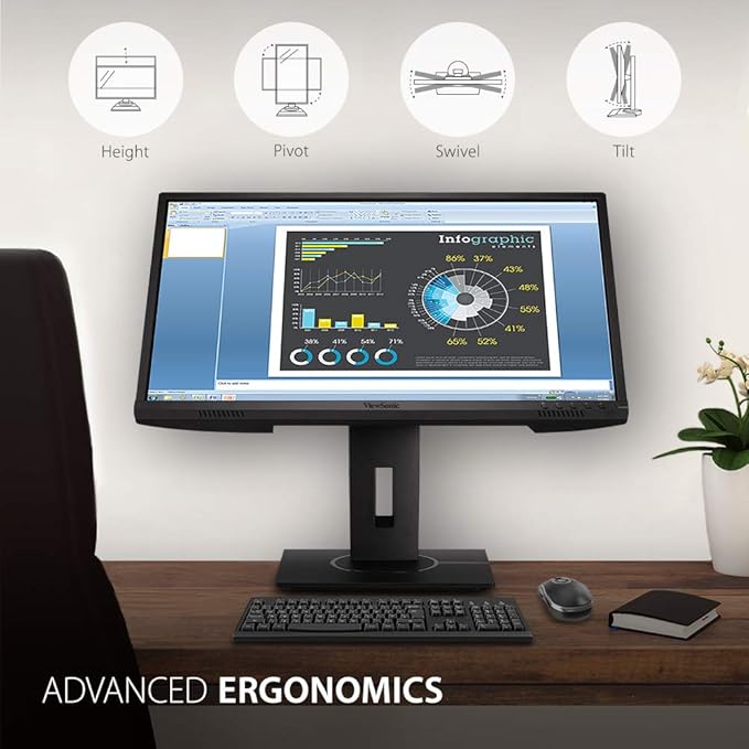 ViewSonic VG2440 24 Inch IPS 1080p Ergonomic Monitor with HDMI DisplayPort VGA USB (Renewed)