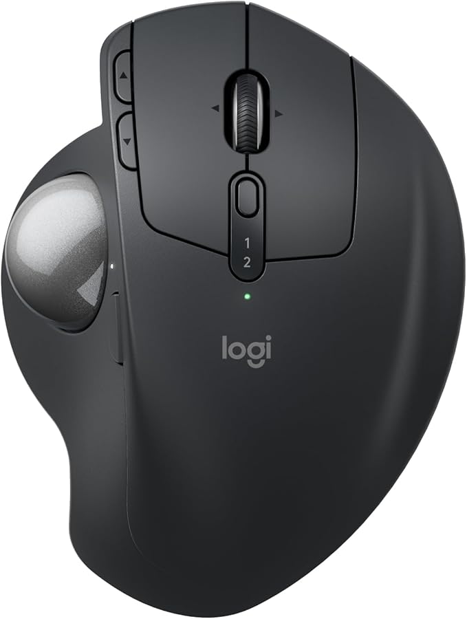 Logitech MX Ergo S Advanced Wireless Trackball Mouse USB-C Rechargeable Wireless Ergonomic Mouse with Bluetooth and Encrypted Dongle 6 Programmable Buttons for PC/Mac - Graphite (Renewed)