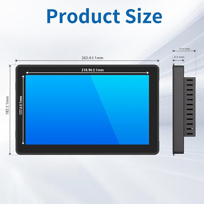 10.1 Inch Industrial Touch Screen Monitor 10 Points Touch Ratio 16:10 Capacitive PCAP Display 1280 x 800R Active Matrix TFT LCD LED Backlight VGA DVI HD-MI Ports