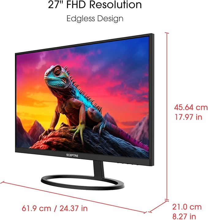 Sceptre 27 IPS 2K Monitor QHD 2560 x 1440 75Hz Edgeless DisplayPort HDMI Build-in Speakers Machine Black