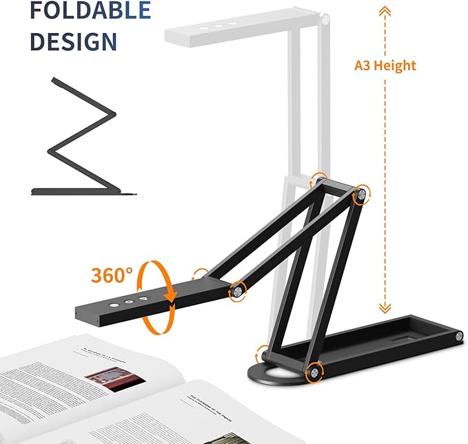 NetumScan 4K USB Book Document Camera &amp Webcam with Built-in Microphone &amp AutoFocus USB Visualiser A3-Size Built-in 3-Level LED Foldable for Web Distance Learning&ampTeaching Compatible Ma