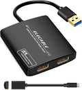 USB 3.0 to Dual DisplayPort Adapter - 5K+5K@60Hz Ultra HD - Built-in DisplayLink DL6950 Chip - Extend Screen to Multiple Monitor TV Compatible with WindowsMac OSAndroidChrome OSUbuntu