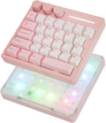 KiiBoom Cybrix 29 Rapid Fast Wired Gaming Keyboard 8Khz Polling Aluminum &amp Acrylic One Handed Keyboard 3 Programmable Knobs Magnetic Switch Adjustable Actuation RGB Backlits FR4 Plate (Pink
