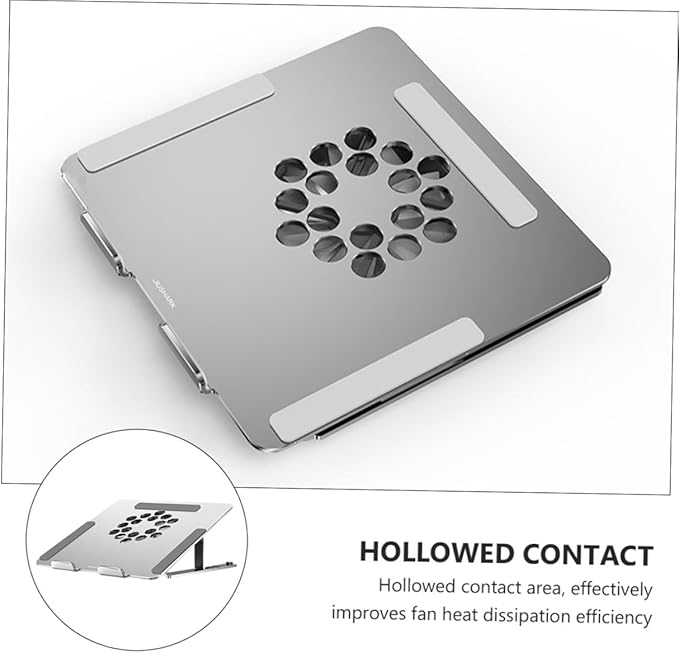 Aluminum Alloy Laptop Cooler with LED Fan Adjustable Height Cooling Pad USB Powered Quiet Ventilated Support Stand for Gaming and Office Laptops Silver