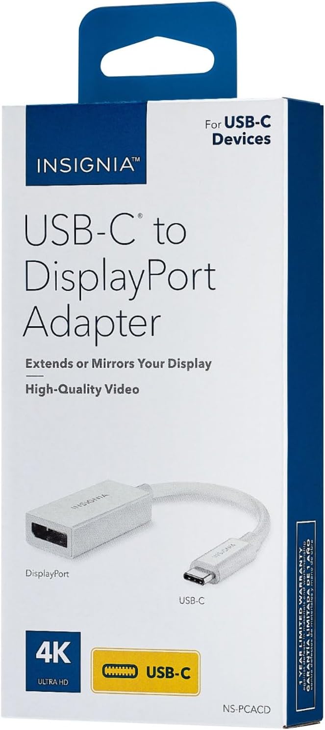 Insignia Multi Port USB Ethernet HDMI Hub Adapter Series Data Transfer &amp Charging for MacBook Chromebook Laptop PC and More (USB-C to Display Port)
