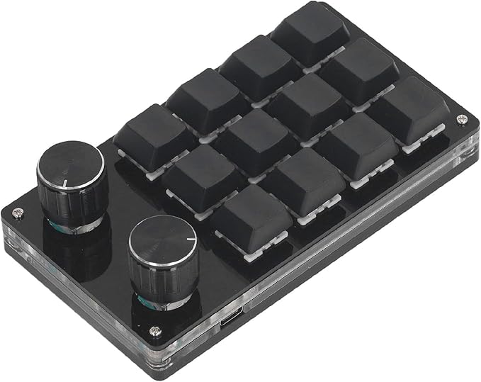 KUIDAMOS 12 Keys Macro Mechanical Gaming Keyboard Red Switch Knobs Programmable Wired Keyboard for ABS Acrylic Metal for Office Gaming Music Industrial Control