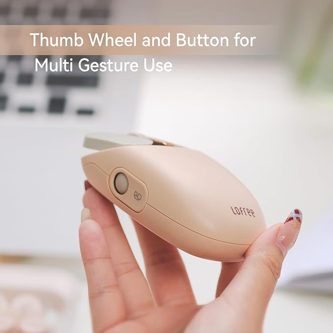 LOFREE Wavy Chips Dual-Mode Wireless Mouse with 5 Adjustable DPI Levels Compatible with Windows MacOS iOS Android (Milk Tea)