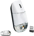 Wireless Mouse with Liquid Water Section &amp Floater Animal Portable Retro Silent Cute Aqua Mouse with USB Receiver Lightweight 1000DPI Optical Clear Water Mice for Laptop PC Computer (White Pengui
