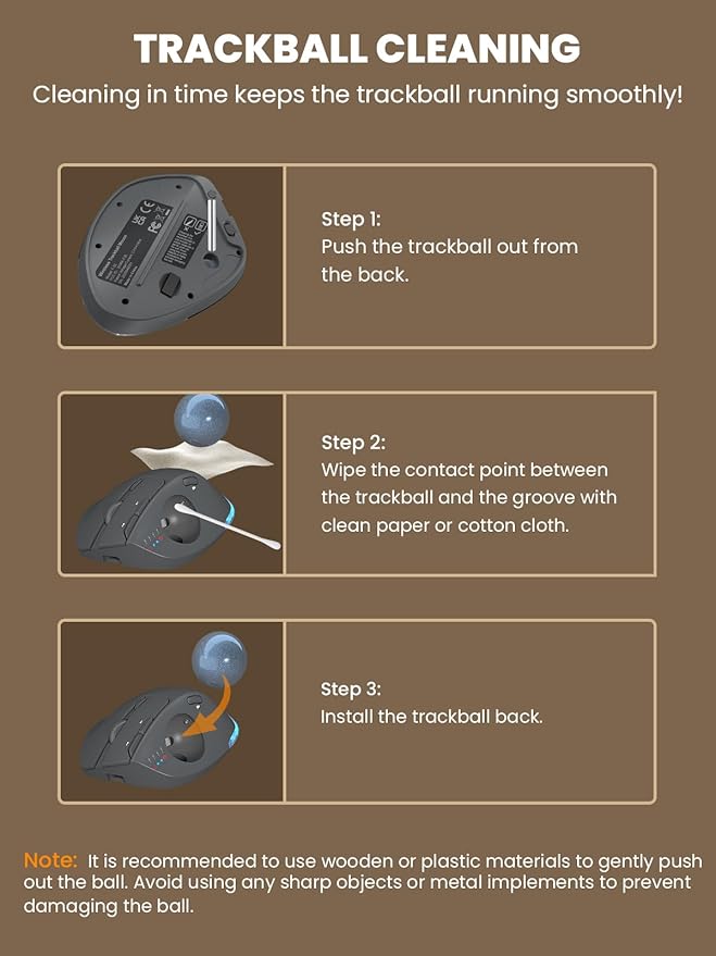 MAM1 Pro Wireless Trackball Mouse Ergonomic Bluetooth Rechargeable Computer Mouse Backlit Rollerball Thumb mice with 5 Level DPI Adjustable Angle 3 Devices Connection for PC Windows - Gray Mouse