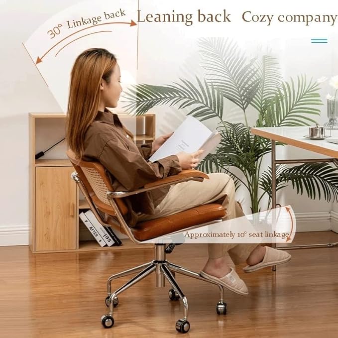 Office Chair Gaming Chair Computer Chair Rattan Computer Chair Retro Rotating Chair Comfortable Study Desk Seat Breathable Armrest Office Furniture