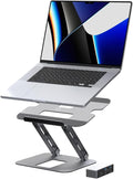j5create Laptop Stand with USB C 4K HDMI Display Hub - 2 USB A 5Gbps PD 100W with USB-C 5Gbps | Aluminum Computer Riser for MacBook and Windows Notebook (JTS327)