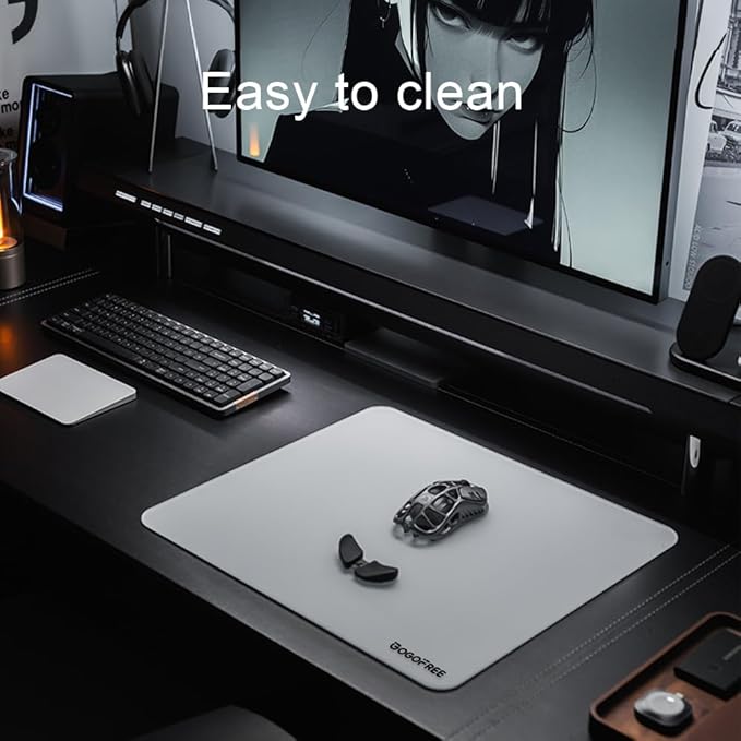 Glass Gaming Mouse Pad Professional Esport Tempered Glass Mouse Pad Ultra-Smooth Micro-Etched Surface for Top Speed and ControlHard Mousepad White (15.7'' x 11.8'')