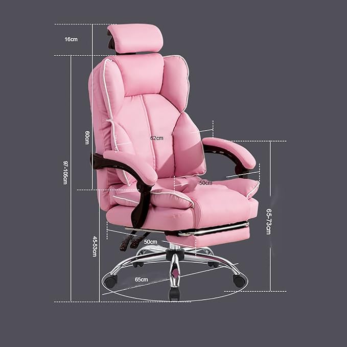 Gaming Chair Computer Chair with Retractable Footrest for Lumbar Support Height Adjustable Gaming Chair with Swivel Seat and Headrest Leather (Grey Without Footrest 1)