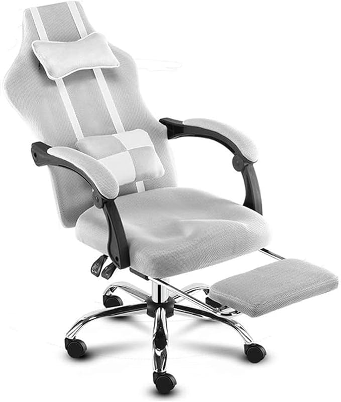 Chair Computer Chair Lift Swivel Chair Office Chair High Back Reclining Chair with Footstool Ergonomic Gaming Chair (Color : Gray)
