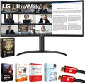 LG 34WR55QK-B 34 Curved UltraWide WQHD HDR 10 100Hz Monitor with USB Type-C Bundle with Elite Suite 18 2X HDMI Cable and Deco Gear CPS Exclusive 26 Month Protection Pack (BEACH-CPS-26M500)
