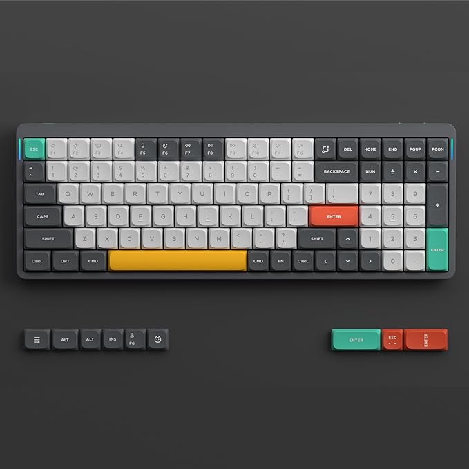 nuphy Air96 V2 Wireless Mechanical Keyboard100 Keys RGB Backlit KeyboardSupports Bluetooth 5.12.4G and Wired Connectionfor PC/Laptop/Windows/Mac -Grey Gateron Brown Switch