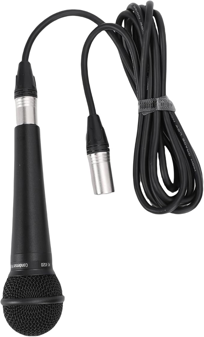 Handheld Condenser Microphone Professional Mic 48V Phantomes Power for Live Streaming Recording Performance Zinc Alloy Body with 300cm XLR Cable