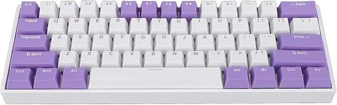 Zunate 61 Keys Red Switch Mechanical Gaming Keyboard RGB Backlit USB C Wired Gaming Keyboard for PC Laptop with White Shell and Blue and White Keycaps for Systems