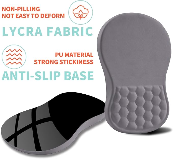Ergonomic Mouse Pad Wrist Support with Memory Foam Massage Bulge Carpal Tunnel Pain Relief Mousepad Wrist Rest for Mouse(12x8 inch Silver Gray Light Purple)