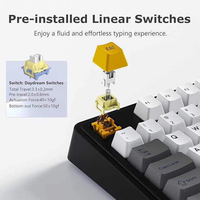 FIRSTBLOOD ONLY GAME. AK980 101-Key Hot-Swappable Mechanical Keyboard Gasket Mount RGB Backlit Programmable Macro Full N-Key Rollover with Dreamscape Linear Switches (Starfall Gray)
