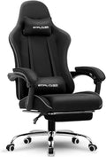 GTPLAYER Gaming Chair Computer Chair with Footrest and Lumbar Support Height Adjustable Game Chair with 360°-Swivel Seat and Headrest and for Office or Gaming (Faux Leather Black)