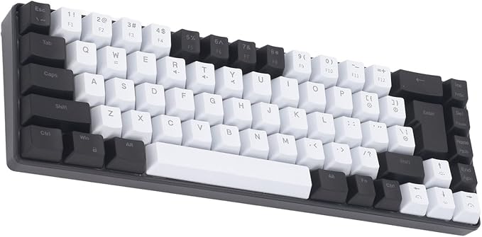Membrane Gaming Keyboard with 68 Keys Contrast Color Mechanical Feel for Entertainment and Working with USB Connection System (Black and White)