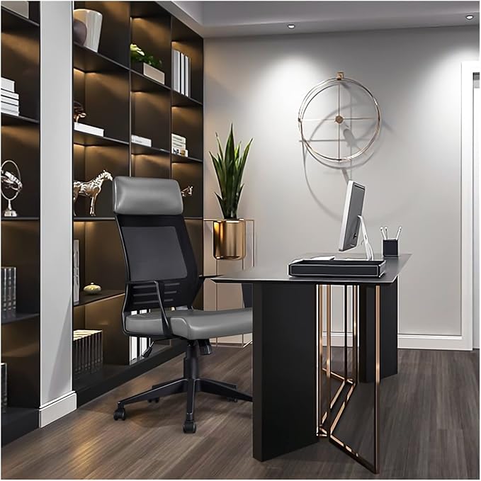 Adjustable Office Computer Chair with Armrest Adjustable Ergonomic Mesh Swivel Office Chair Gray