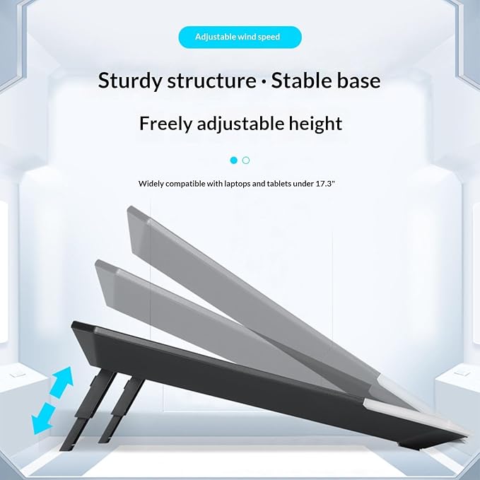 Portable Laptop Cooling Pad with RGB Lighting Silents Operations Foldable Compatibility Metal Stand