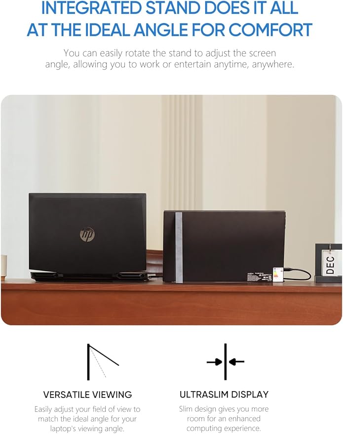 ARZOPA Portable Monitor Kickstand 14.0 Ultra Slim Portable Laptop Monitor FHD 1080P External Display with Dual Speakers Second Screen for Laptop PC Phone Xbox PS4/5 Switch-A1S