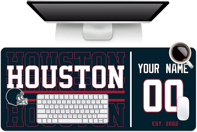 ANTKING Houston Mouse Pad Custom Name and Number Desk Pad for Men Women Youth Gifts