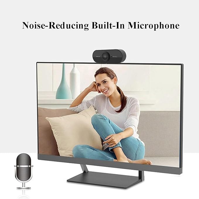 GIZNXBA Webcam for PC Laptop Desktop Computer USB Webcam with Microphone 360° Rotation Pan &amp Tilt Privacy Shutter Streaming Camera for Meeting/Online Video Calls(Black B2K)