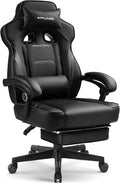 GTPLAYER Gaming Chair with Footrest Big and Tall Game Chair 350lb Racing Style Computer Chair Ergonomic Executive Office Chair High Back with Lumbar Support and Recliner Black