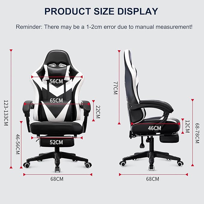 Computer Chair with Footrest High Back Ergonomic Gaming Chair Reclining Gaming Chair with Linkage Armrests for Adults