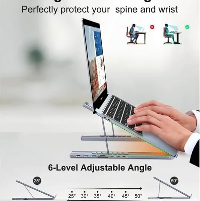 8-in-1 USB C Laptop Docking Station Stand USB C Dock Tablet Stand with 4k HDMI 2 USB 3.0 Pd 100w Universal Dock Station for Offices Desks Cafes Plug and Play (1Pcs)